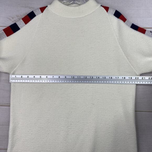 VTG Jersild Sweater Mens L Ivory Heraldic Crest Motif Preppy Ski Mock Neck 60s - Picture 5 of 7